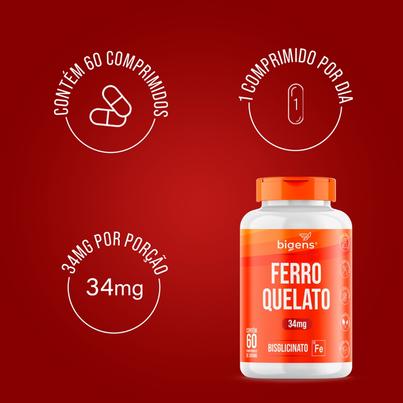 FERRO QUELATO 34MG 60 CAPS