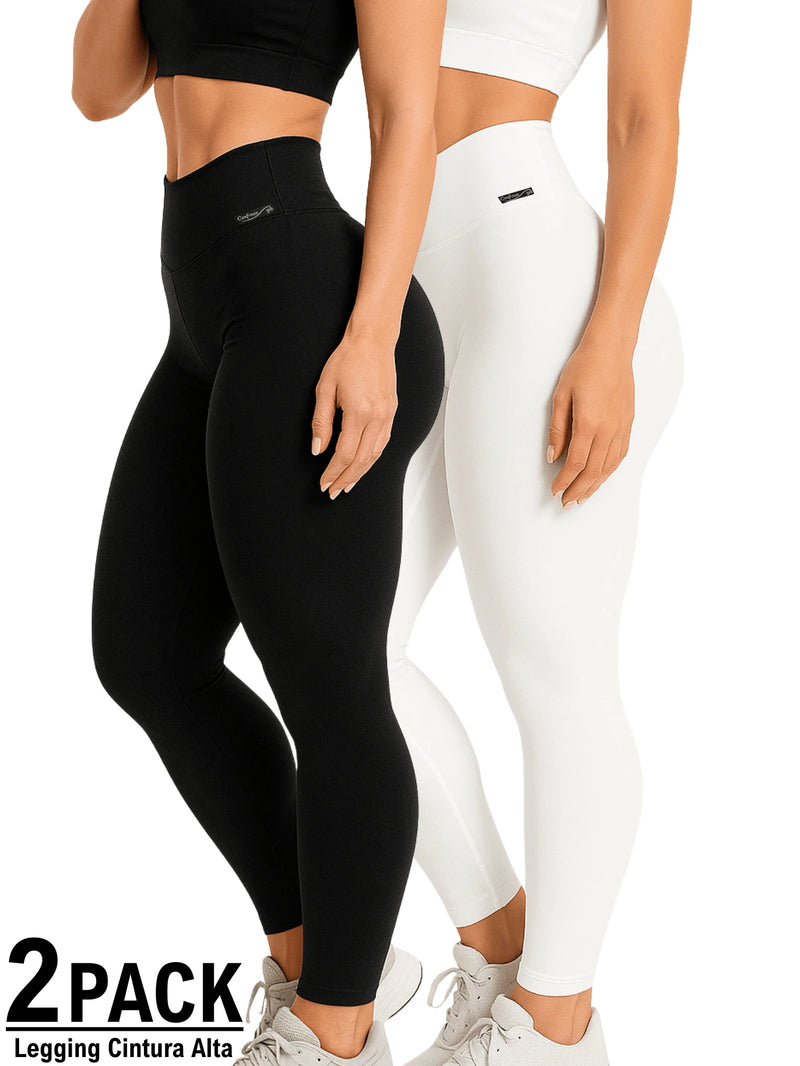 Kit 2 Calças Legging Cintura Alta Blackout
