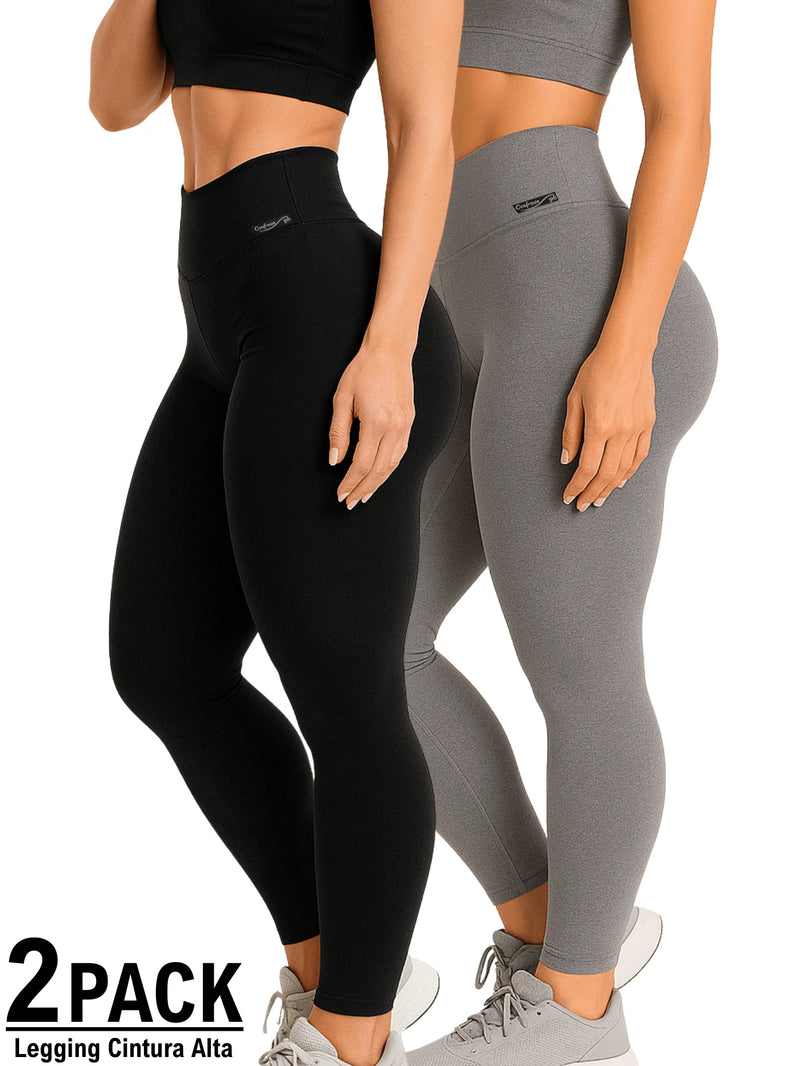 Kit 2 Calças Legging Cintura Alta Blackout
