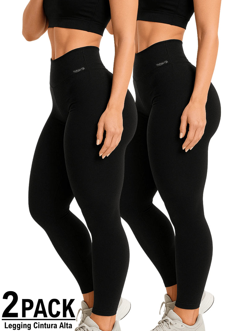 Kit 2 Calças Legging Cintura Alta Blackout