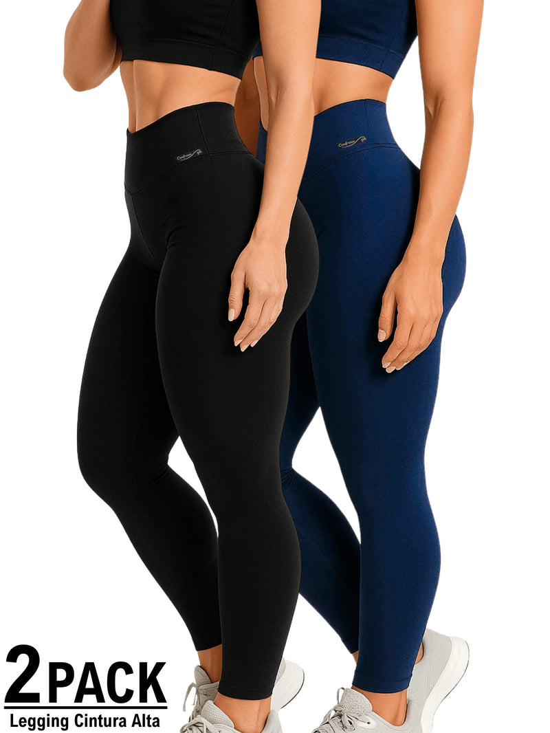 Kit 2 Calças Legging Cintura Alta Blackout