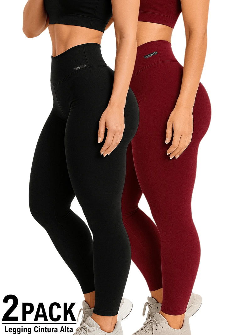 Kit 2 Calças Legging Cintura Alta Blackout