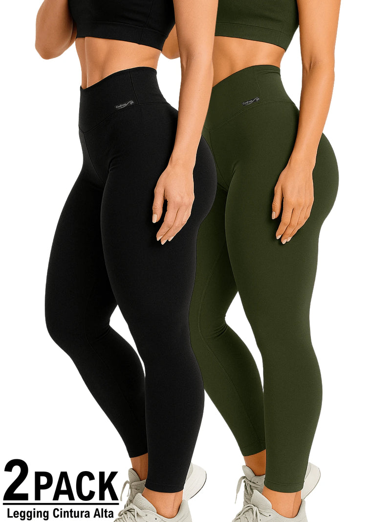 Kit 2 Calças Legging Cintura Alta Blackout