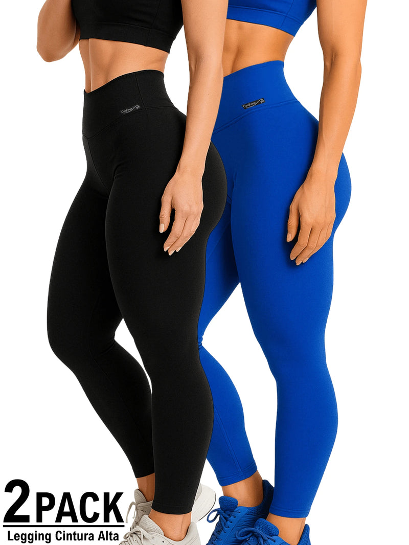 Kit 2 Calças Legging Cintura Alta Blackout