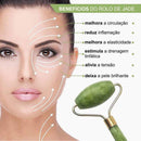kit Rolo Massageador Pedra De Jade Massagem Facial + Faixa de laço Maquiagem