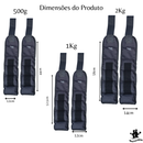 Kit Caneleira de Peso 500g+1Kg+2Kg Preto Tornozeleira Treino Exercício Crossfit Fitness Com 3 Pares