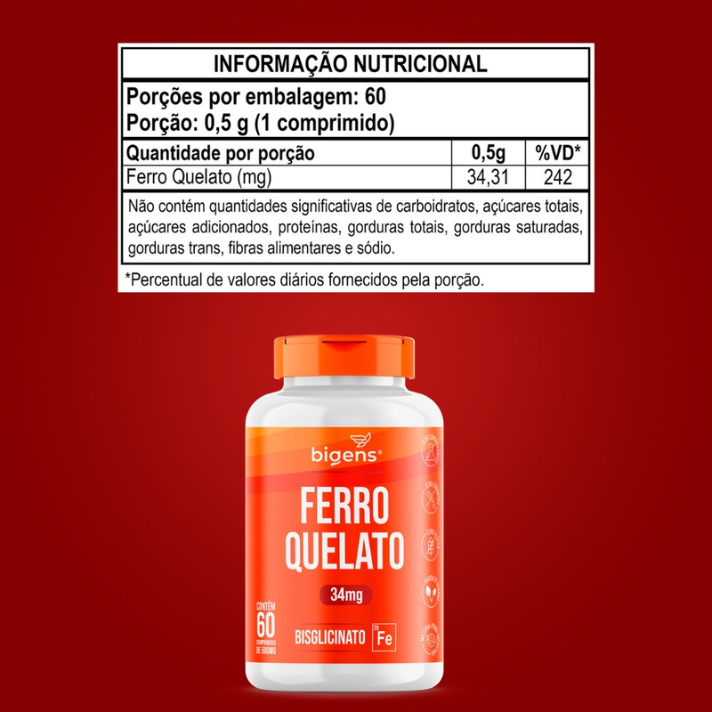 FERRO QUELATO 34MG 60 CAPS