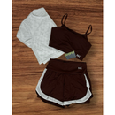 Conjunto Fitness 3 Peças - Top, short duplo e cropped.