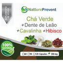Chá Verde + Dente de Leão + Cavalinha + Hibisco 500mg 60 / 90 / 120 Cápsulas - Suplemento Alimentar Natural