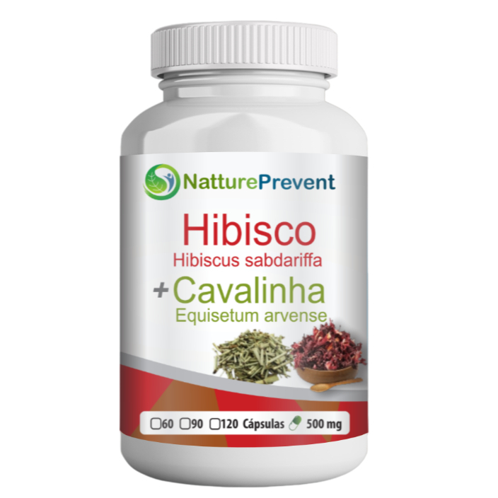 Hibisco com Cavalinha 500 mg 60 / 90 / 120 Cápsulas - Suplemento Alimentar Natural