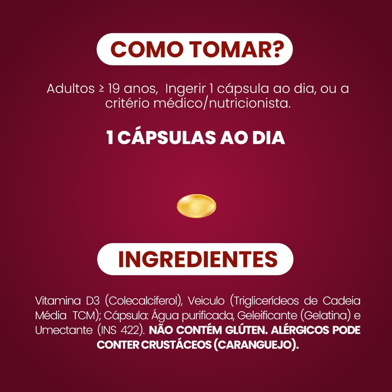 VITAMINA D3 2000 UI COM TCM 400MG/60 CAPS 