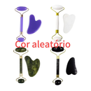 kit Rolo Massageador Pedra De Jade Massagem Facial + Faixa de laço Maquiagem