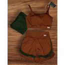 Conjunto Fitness 3 Peças - Top, short duplo e cropped.