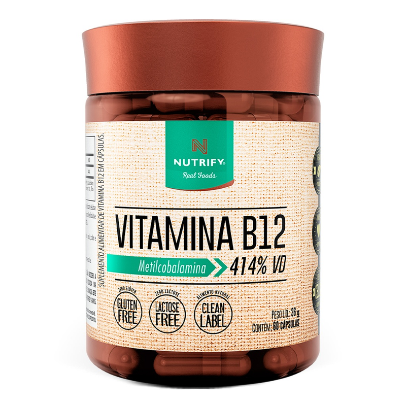 Nutrify - Vitamina B12 9,8 mcg - Energia e Saúde Cognitiva - 60 Cápsulas - Sabor Neutro