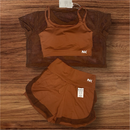 Conjunto Fitness 3 Peças - Top, short duplo e cropped.