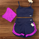 Conjunto Fitness 3 Peças - Top, short duplo e cropped.