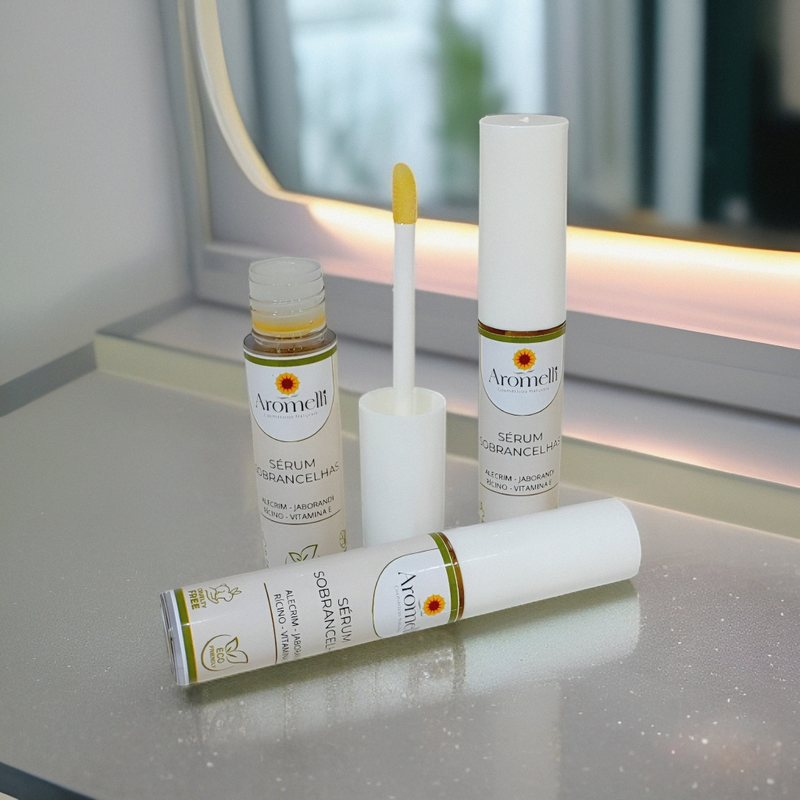 Sérum Crescimento Sobrancelhas - Alecrim/ Jaborandi /Rícino - Vitamina E - Blend Vegano Cresce Pêlos