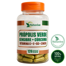 natuviva Própolis Verde + Gengibre + Cúrcuma Vitaminas C D3 Zinco Imunidade/anti viral 120 capsulas