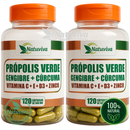 natuviva Própolis Verde + Gengibre + Cúrcuma Vitaminas C D3 Zinco Imunidade/anti viral 120 capsulas