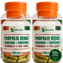 natuviva Própolis Verde + Gengibre + Cúrcuma Vitaminas C D3 Zinco Imunidade/anti viral 120 capsulas