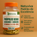 natuviva Própolis Verde + Gengibre + Cúrcuma Vitaminas C D3 Zinco Imunidade/anti viral 120 capsulas