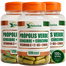 natuviva Própolis Verde + Gengibre + Cúrcuma Vitaminas C D3 Zinco Imunidade/anti viral 120 capsulas