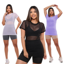 Kit 3 Blusas Tule Transparente Feminina – Manga Longa | Camisetão Fitness