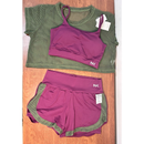 Conjunto Fitness 3 Peças - Top, short duplo e cropped.