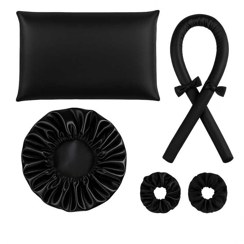 Touca cetim anti frizz + modelador curling rod + 2 brindes