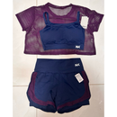 Conjunto Fitness 3 Peças - Top, short duplo e cropped.
