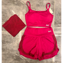 Conjunto Fitness 3 Peças - Top, short duplo e cropped.