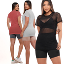 Kit 3 Blusas Tule Transparente Feminina – Manga Longa | Camisetão Fitness