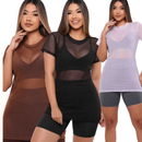 Kit 3 Blusas Tule Transparente Feminina – Manga Longa | Camisetão Fitness