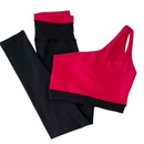 conjunto bicolor calça e top alta compressão academia fitness esportes Crossfit