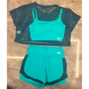 Conjunto Fitness 3 Peças - Top, short duplo e cropped.