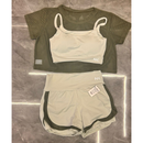 Conjunto Fitness 3 Peças - Top, short duplo e cropped.