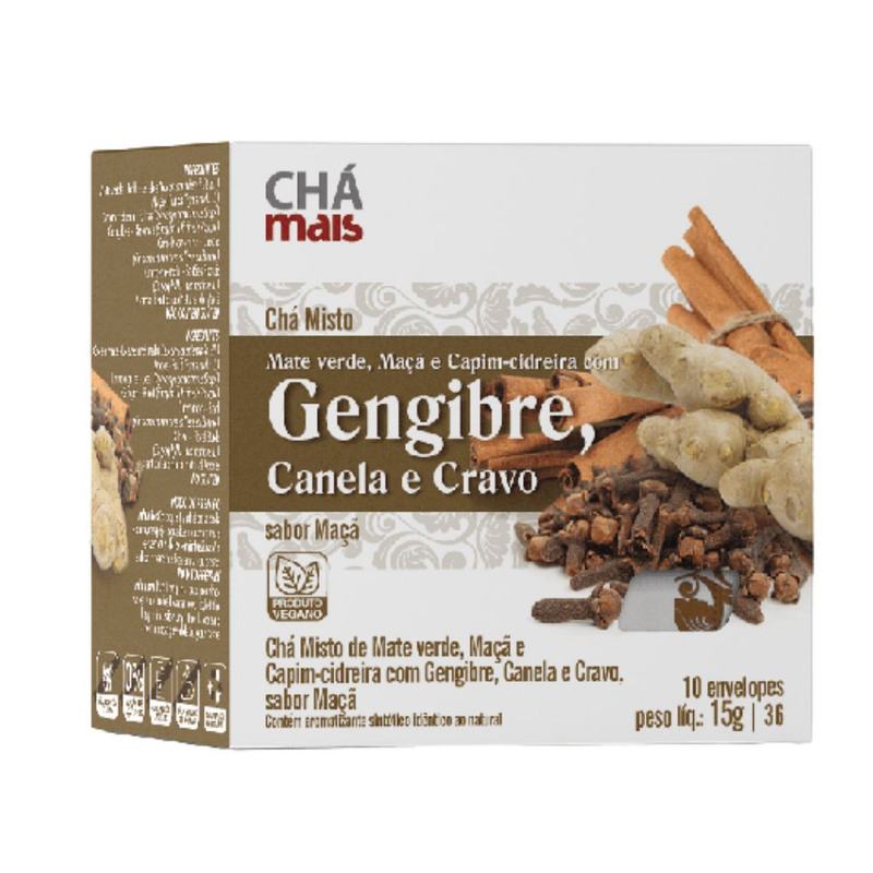 Chá Misto de Gengibre, Cravo e Canela 10 sachês - Chá mais