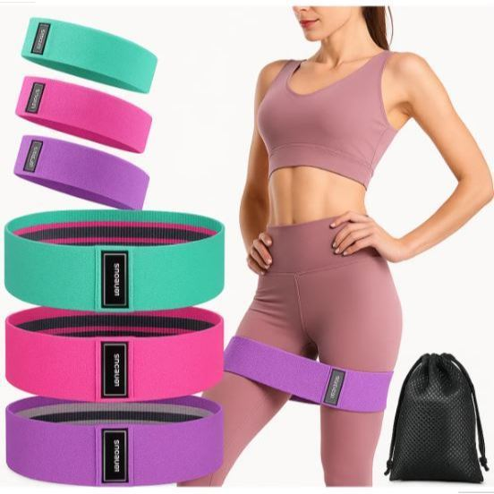 Kit 3 Faixas Elásticas de Tecido | Treino, Yoga, Pilates e Musculação | Resistentes, Confortáveis e Antideslizantes