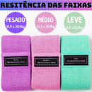 Kit 3 Faixas Elásticas de Tecido | Treino, Yoga, Pilates e Musculação | Resistentes, Confortáveis e Antideslizantes